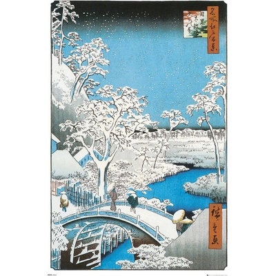 Plagát, Obraz - Hiroshige - The Drum Bridge, Hiroshige Utagawa, 61 × 91.5 cm