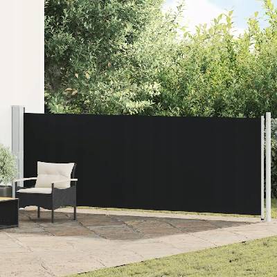vidaXL Zatahovací boční markýza 140 x 600 cm černá