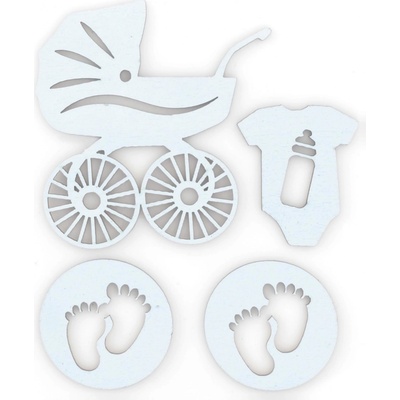 Galeria Papieru Samolepicí dřevěné výřezy - motiv Baby, blědě modré, 4 ks