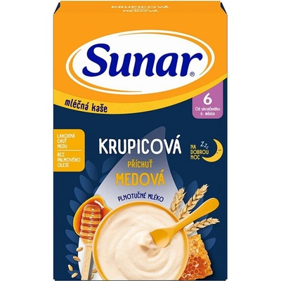 Sunar mléčná kaše Krupicová medová 210 g