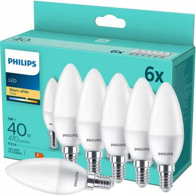 Philips Lighting 871951431344600 LED EEK2021 F A G E14 svíčkový tvar 5 W = 40 W teplá bíl