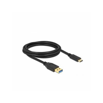 Кабел Delock SuperSpeed, USB-A мъжко - USB-C мъжко, (USB 3.2 Gen 2), 10 Gbps, 2 м, Черен, DELOCK-84004