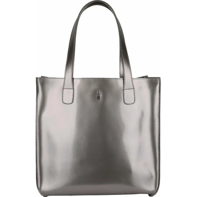 Wojewodzic Sivá metalická kožená shopper kabelka A4 31731/LM13