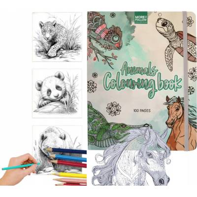 Omaľovánka s gumou 100 Obrázkov Divoké ZVIERATÁ A5 150 gsm