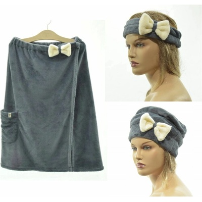 Trojdílný dámský saunový set, tmavě šedý velikost v cm: M (90 -100) cm