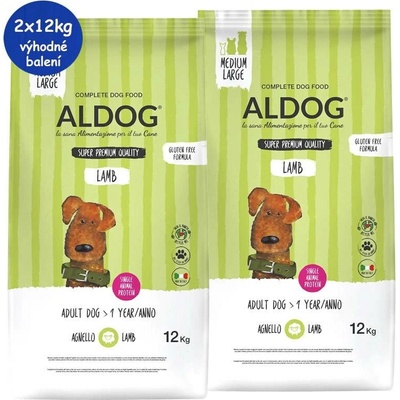 Aldog Adult Monoprotein Medium & Maxi Lamb and Rice 2 x 12 kg