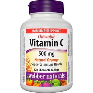 Webber Naturals Vitamin С, 500 mg, 120 таблетки, портокал, Webber Naturals