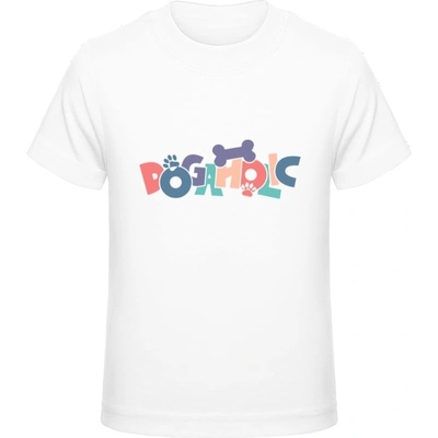 Premium tričko pre deti Psí dizajn s nápisom Dogaholic Biela