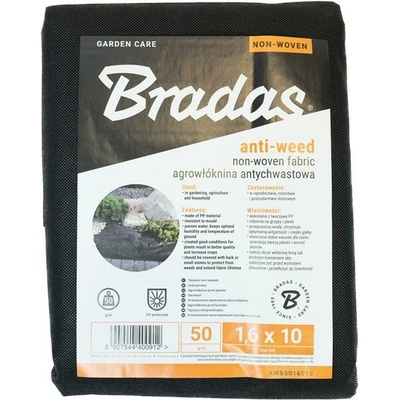 Bradas Netkaná textília proti burine čierna 1,6 x 10 m, 50 g/m2 BRAWB5016010