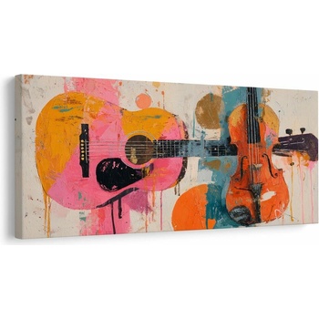 Obraz gitara a husle vo farbách