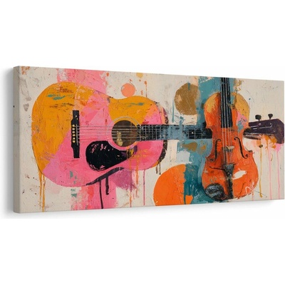 Obraz gitara a husle vo farbách