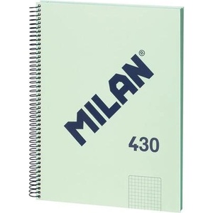 MILAN Тетрадка 1918, А4, малки квадратчета, твърда корица, със спирала, 80 листа, зелена (57143E80GR)
