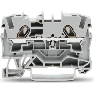 WAGO Svorka 2004-1201, 2vodičová průchozí, boční a středový popis, na DIN lištu 35 × 15 a 35 × 7,5, push-in CAGE CLAMP®, 4 mm², šedá 2004-1201