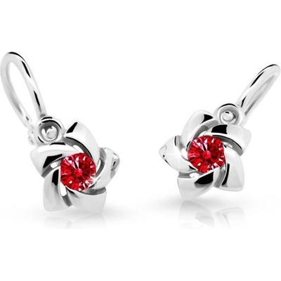 Danfil dětské náušnice C2201 z bílého zlata s kamínkem Ruby Dark zapínání brizura