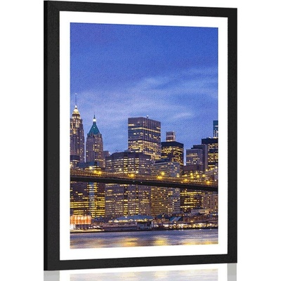Plakát s paspartou most v Brooklynu - 20x30 black