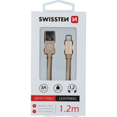 Swissten 71523204 USB 2.0, zástrčka A - zástrčka Lightning, opletený, 1,2m, zlatý