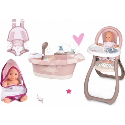 Smoby Set vanička s tečúcou vodou elektronická Violette Baby Nurse s klokankou