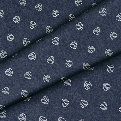 Takoy Tenká rifľovina / jeans 120g potlač lístky tmavomodrá