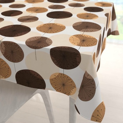 Biante bavlna čtvercový ubrus Sandra SA-488 Hnědo-béžové designové pampelišky 120x120cm