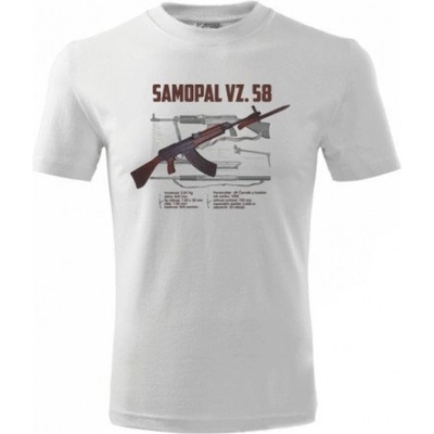 Tričko Striker s potlačou Samopal vz.58 biele