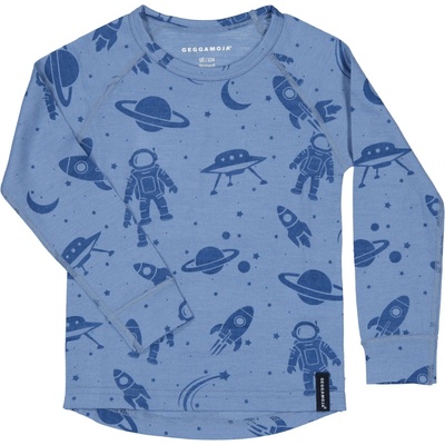 Merino tričko detské dlhý rukáv Geggamoja Blue Astro