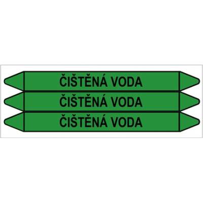 Značení potrubí, čištěná voda,3 ks, 355 × 37 mm PZ 009322