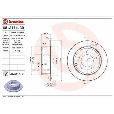 BREMBO brzdový kotúč 08.A114.31, súprava 2 ks