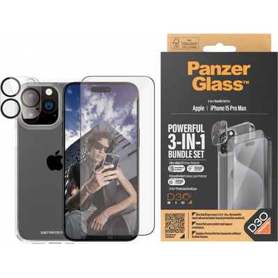 Panzer Стъклен протектор PanzerGlass за Apple iPhone 15 Pro Max UWF Bundle (UWF screen protector, HardCase, протектор за камера)