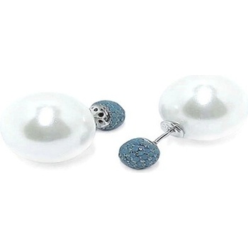 MOISS Úchvatné strieborné náušnice s Shell perlami a zirkónmi E0003549