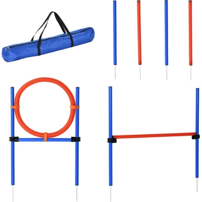 Dogs PawHut Dog Agility Training Equipment, Agility Exercise Set, Dog Agility Set, Slalom Hurdle Jump Ring for , 3 in 1 Dog Sports Training Ground