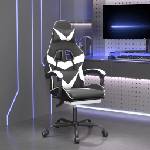 vidaXL Гейминг стол с опора за крака, черно и бяло, изкуствена кожа (3143859)