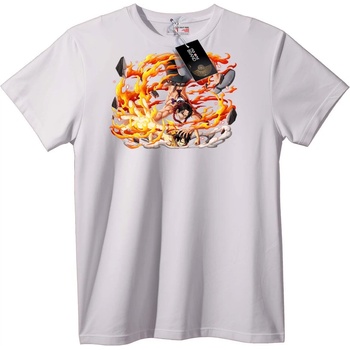 NOONEBRAND Тениска Аниме Огнена Битка - 7XL, White