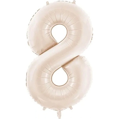 PartyDeco Balónek fóliový číslo 8 světle teplá béžová 86 cm