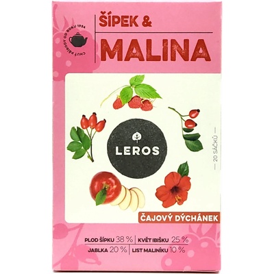 Leros Čajový dýchánek šípek & malina 20 x 2 g