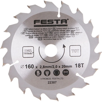 Festa Pilový kotouč TCT 160 x 20 x 2,8/2,0 mm 18 zubů 22307