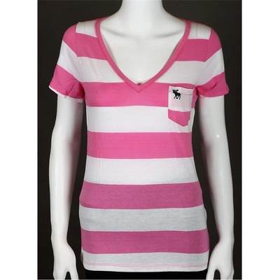 Abercrombie & Fitch dámské tričko pruhované pink/white