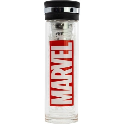 Stor Skleněná láhev s infuserem 355ml Marvel