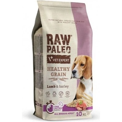 Raw Paleo Healthy Grain Adult Lamb - пълноценна и балансирана суха храна за пораснали кучета от всички породи с агнешко месо и ечемик, 2 кг, Vet Expert - Полша