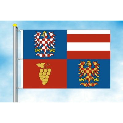 LIBEA, s.r.o. Vlajka Jihomoravského kraje Rozměr: 30×45 cm, Uchycení: Karabiny na stožár