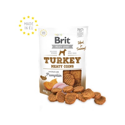 Brit Meat Jerky Snack Turkey Meaty coins-85% истинско пиле и пуйка