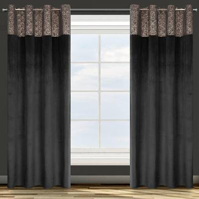 Takoy DESIGN 91 záves zo zamatu s ozdobným pásom so zlatou potlačou v hornej časti-HF-388480 | 140 x 250 cm