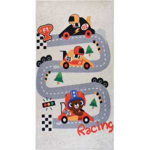 Vitaus Детско килимче за игра подходящо за пране в цвят слонова кост 160x230 cm Race Time - Vitaus (KRN-KID-2010-160x230)