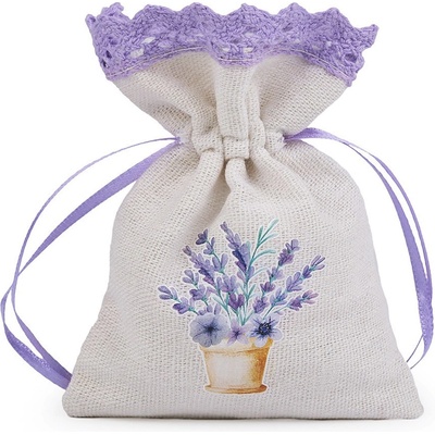 Prima-obchod Dárkový pytlík s potiskem levandule 9x12 cm, barva 2 režná světlá levandule