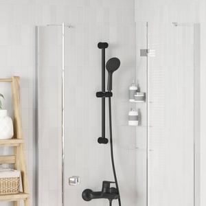 vidaXL Държач за душ глава Черно 70 cm Неръждаема стомана (42038961)