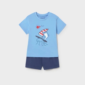 Mayoral Комплект трико 2 части светло синя тениска и тъмносини къси панталони за бебе момче Mayoral