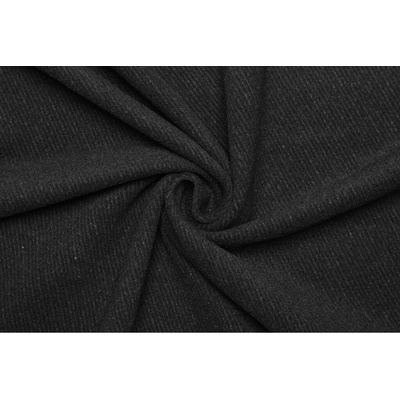 Kabátová vlna směsová - Černá v keprové (twill) vazbě
