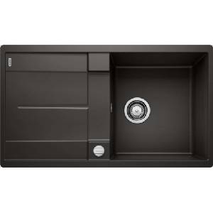 BLANCO Metra 5 - Мивка от Silgranit, 85x49 см, с регулиране на оттока, черна 525921 (525921) Мивка за вграждане