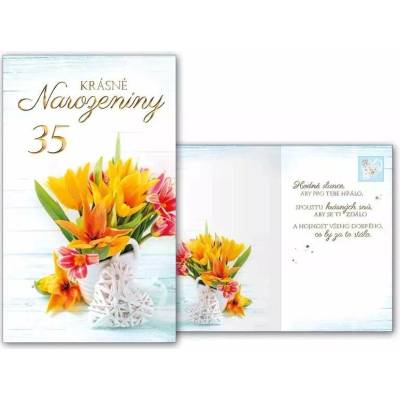 Přání k 35. narozeninám Tulipány