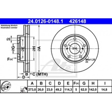 Brzdový kotúč ATE 24.0126-0148.1 (24012601481)