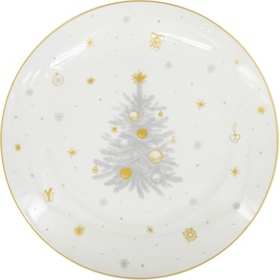 by inspire Vánoční mělký porcelánový talíř Stříbrná Koleda, 27 cm, stříbrná/zlatá – Zbozi.Blesk.cz